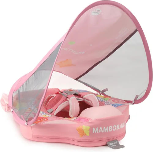 Miniatura 25 de Mambobaby Flotador Añadir Cola Flotador de Natación para Bebé con Toldo Piscina Sólida Entrenador de Natación Infantil Entrenamiento de Natación