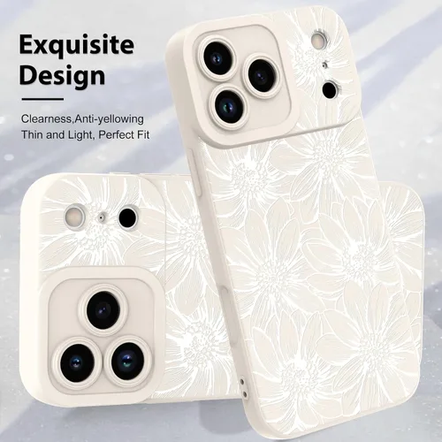 Miniatura 3 de MZELQ Funda para iPhone 17 Pro 2025, diseño de girasoles de silicona, flores florales, protección de cámara, funda delgada y suave para teléfono