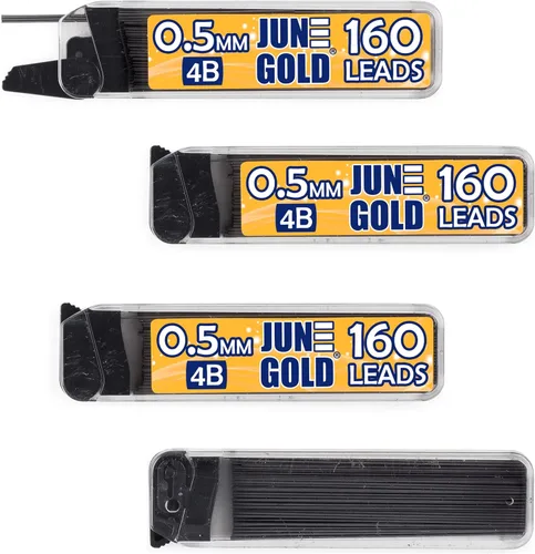 Miniatura 21 de June Gold 820 unidades, 0.3 mm 2B repuestos de plomo, 205 piezas por dispensador, grosor extra fino, plomo resistente a la rotura/grafito
