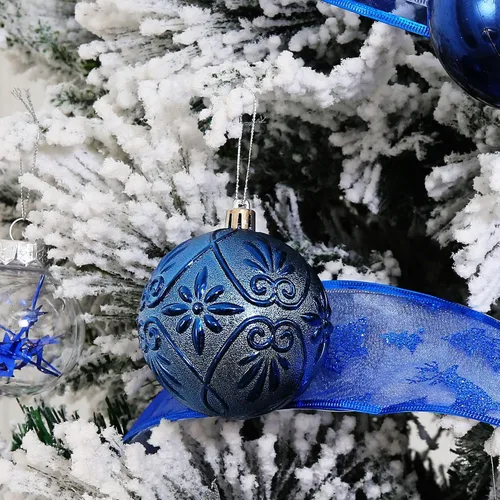 Miniatura 4 de 20 piezas Adornos de bola de Navidad azul marino irrompibles de plástico para árbol de Navidad, decoraciones para fiesta de Navidad, oficina