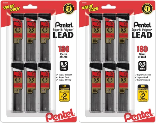 Miniatura 7 de Minas de recambio Pentel Super Hi Polymer, 2 pulgadas, 90 piezas (C25BPHB3-K6), Gris