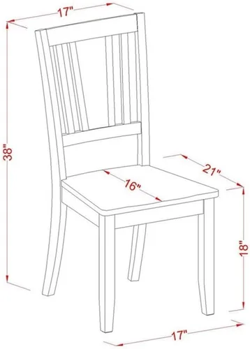 Miniatura 7 de East West Furniture WEDU6D-BLK-W Juego de mesa de comedor de 6 piezas contiene una mesa rectangular de madera con hoja de mariposa y 4 sillas