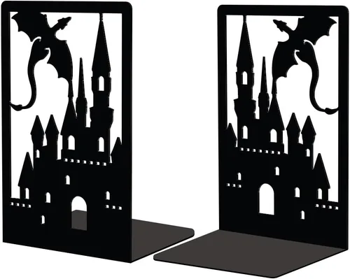 Miniatura 13 de Peacoblue Sujetalibros de Metal para Estantes, Soporte Moderno Decorativo de Servicio Pesado para Libros de Estudio para Oficina, Escritorio