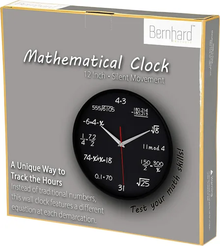 Miniatura 8 de Bernhard Products Reloj de pared negro de 12 pulgadas, silencioso, sin tictac, regalo único para profesor/estudiante/ingeniero, graduado, cuarzo