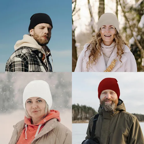 Miniatura 4 de ZOORON Gorros para hombre y mujer, de punto grueso, unisex, gorro de invierno