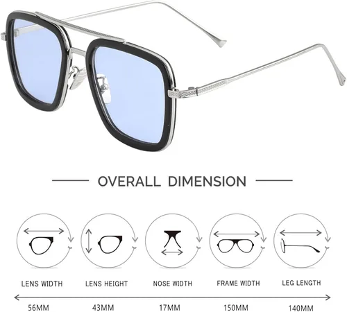 Miniatura 6 de Tony Stark - Gafas de sol polarizadas para hombres y mujeres, marco de metal cuadrado vintage, lentes Iron Man y Spider-Man