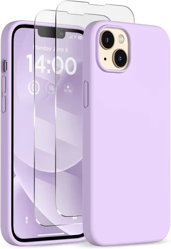 Miniatura 29 de Funda de silicona diseñada para iPhone 14 Plus, con 2 protectores de pantalla, funda protectora de cuerpo completo a prueba de golpes, funda delgada