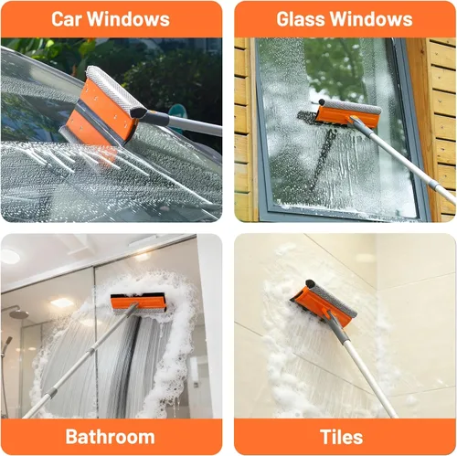 Miniatura 7 de Eazer Herramienta profesional de limpieza de ventanas de 46 pulgadas, escobilla giratoria 2 en 1 para kit de limpieza de ventanas, kit