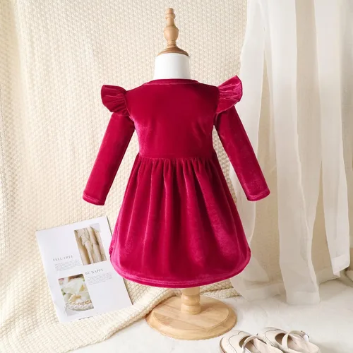 Miniatura 23 de IDOPIP Vestido tutú de terciopelo para niñas pequeñas, vestido de manga larga para princesa, Navidad, cumpleaños, fiesta, boda, vestidos de otoño e