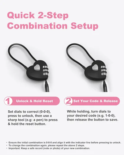 Miniatura 5 de Cerradura de combinación de 3 dígitos, cerradura de cable combinada con código, candado pequeño de combinación, para equipaje, maleta, casillero
