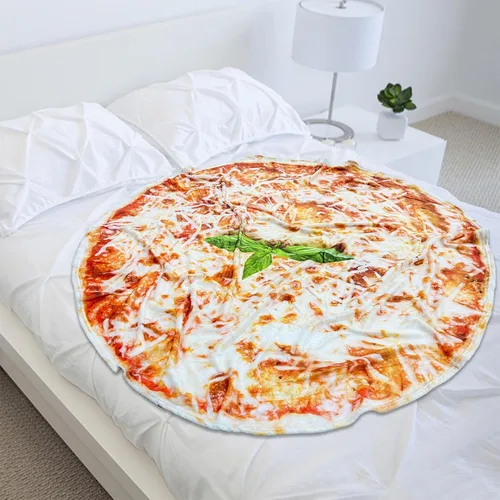 Miniatura 2 de Manta redonda de tortilla para adultos, manta grande de franela suave y cómoda con diseño de queso y pizza, manta para niños, artículos extraños