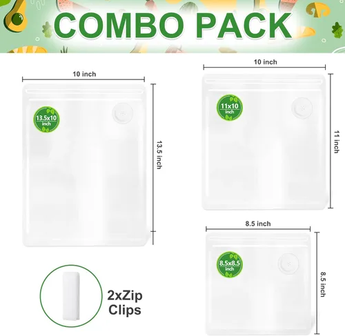 Miniatura 2 de Bolsas de sellado al vacío reutilizables FIRAWER - Bolsas de almacenamiento de alimentos sin BPA, a prueba de fugas para Sous Vide, congelador