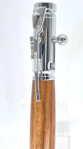 Miniatura 3 de (1 bolígrafo) 30 Calibre CROMO Bolt Action Pen Kit Completed Pen con brújula en acabado de madera lisa