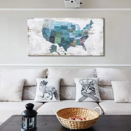 Miniatura 6 de Mapa de los Estados Unidos para decoración de pared, mapa de los Estados Unidos, arte de pared para decoración de pared, fondo de madera, US Map
