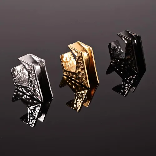 Miniatura 6 de Maxbott 1 par de tapones triangulares de acero inoxidable para orejas, túneles, aretes, dilatadores para expansor de orejas, joyería de piercing