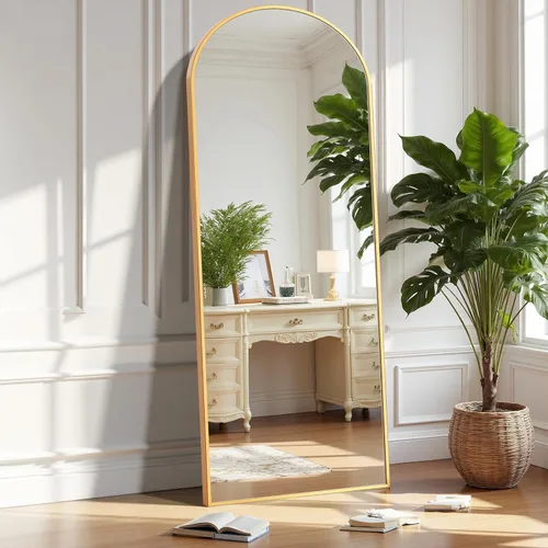 Miniatura 19 de OLIXIS Espejo arqueado de longitud completa para dormitorio, espejo de cuerpo completo de 56 x 15 pulgadas con soporte, para colgar o inclinarse