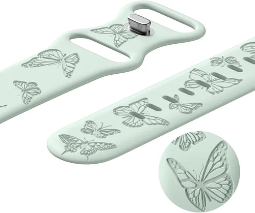 Miniatura 7 de Paquete de 3 correas grabadas con mariposas compatibles con Apple Watch Band de 1.496 pulgadas, 1.575 pulgadas, 1.614 pulgadas, 1.654 pulgadas