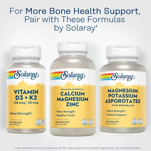 Miniatura 6 de SOLARAY Suplemento de Calcio, Magnesio y Zinc - con Calcio 1000mg, Magnesio 500mg - Salud ósea, función muscular, salud del corazón y apoyo