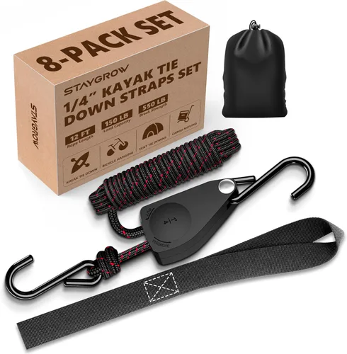 Miniatura 11 de 12 cuerdas ajustables con gancho de 1/8", correa de amarre resistente con engranaje metálico reforzado, polea con trinquete, elásticas, para colgar