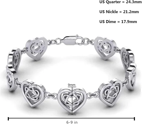 Miniatura 3 de US Jewels - Pulsera de plata de ley 925 con diseño de corazón y nudo celta