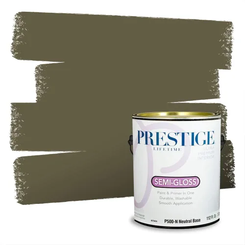 Miniatura 63 de Prestige Paints - Pintura exterior e imprimación en uno, 1 galón, plano, compatibilidad comparable con el color menta «Whipped Mint» de Behr