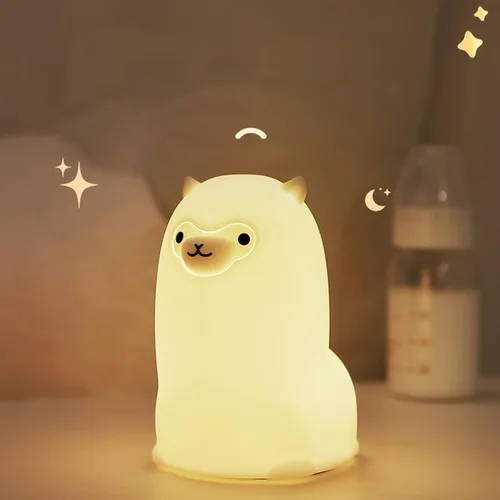 Tremdwoto Luz Nocturna de Alpaca para Niños, Luz Nocturna Infantil de 7 Colores con Control Táctil y Temporizador de 1H, Luz Nocturna Suave de