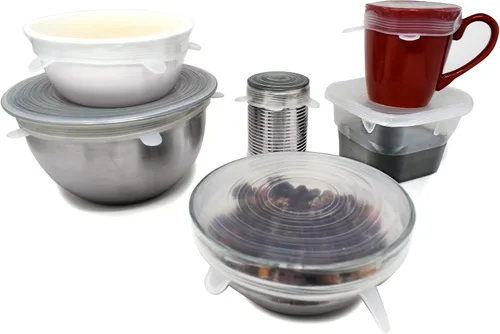 Miniatura 5 de Norpro Juego de 6 tapas de silicona reutilizables aptas para alimentos, se adapta a aberturas de 2.5 a 11 pulgadas