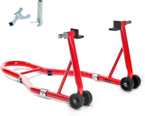 Miniatura 15 de Soporte para rueda delantera y trasera de motocicleta (850 lb), soporte de elevación de brazo oscilante, color negro, U+L