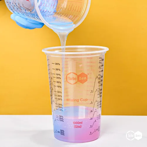 Miniatura 9 de Turbo Bee Vasos mezcladores de resina de 32 onzas – [diseño antiadherente] Paquete de 50 vasos mezcladores de plástico PP graduados de 33.8 fl oz