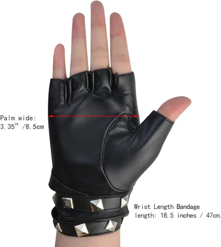 Miniatura 2 de Guantes de piel sintética con remaches punk, de medio dedo, sin dedos, para mujer