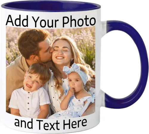 Miniatura 14 de Taza de café personalizada Taza personalizada con nombre y logotipo de texto, taza personalizada de 11 onzas en ambos lados, regalos Blanco