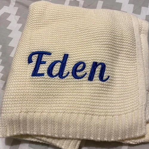 Miniatura 5 de Regalos bordados con nombre, mantas personalizadas para bebé, manta personalizada con nombre de bebé, manta de punto para bebé, manta bordada