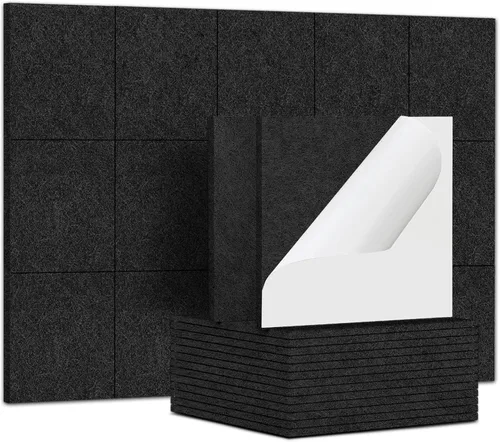 Miniatura 13 de TroyStudio 20 Paneles Acústicos, 12 x 12 x 0.32 Pulgadas Azulejos de Revestimiento de Pared de Fieltro de Poliéster Paneles Absorbentes de Sonido