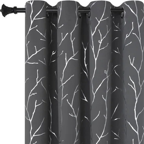 Miniatura 53 de BUHUA - Cortinas opacas blancas, cortinas plateadas, juego de 2 paneles de cortinas con ojales para dormitorio, elegante tratamiento de ventana