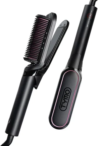 TYMO Cepillo Alisador de Pelo Plancha Plana 2 en 1, 200M Iones Alisadores de Pelo para Mujeres, Peine Caliente Alisador de Cerámica de Voltaje Dual