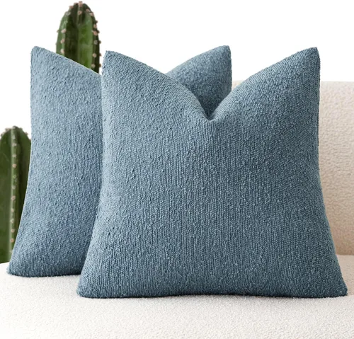 Miniatura 8 de Foindtower - Juego de 2 fundas decorativas de textura de bucle, fundas de almohada acentuadas, fundas de cojín sólidas, neutrales, para sofá, silla