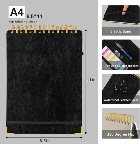 Miniatura 2 de Top - Cuaderno de espiral de 8.5 x 11 pulgadas, tamaño A4, de tapa dura, encuadernado en la parte superior, 240 páginas, papel rayado grueso de 3.53