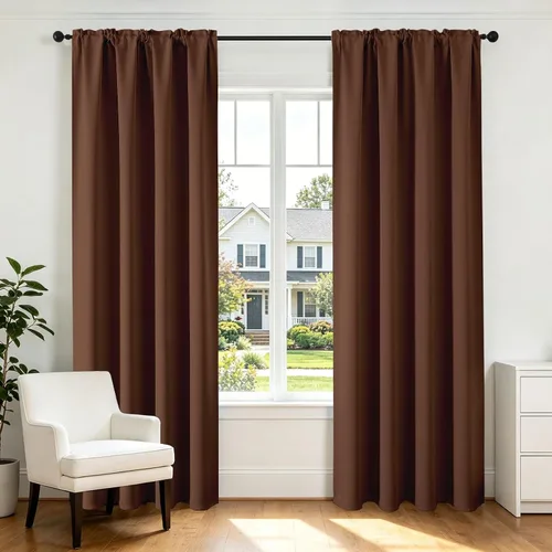 Miniatura 34 de CUCRAF - Cortinas opacas beige de 45 pulgadas, juego de 2 paneles con bolsillo para barra, cortinas para oscurecer dormitorios y sala de estar