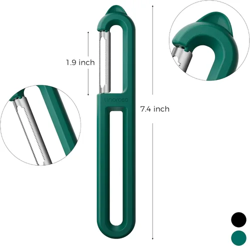 Miniatura 8 de Linoroso Pelador de frutas dentado, pelador clásico de verduras, pelador europeo para cocina, pelador japonés de verduras de acero inoxidable