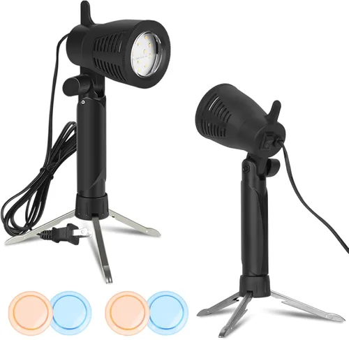 EMART Fotografía LED Lámpara de luz continua 5500K Cámara portátil Foto Iluminación para estudio de mesa - 2 juegos