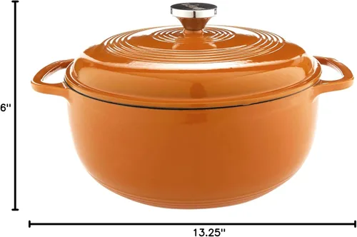 Miniatura 9 de Lodge - Horno holandés de hierro fundido esmaltado de 6 cuartos de galón con tapa – Asas duales – Apto para horno hasta 500° F o en estufa - Úselo
