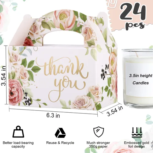 Miniatura 4 de Paquete de 24 cajas de regalo de fiesta, cajas de dulces de agradecimiento de papel de aluminio dorado para bodas, despedidas de soltera, cajas
