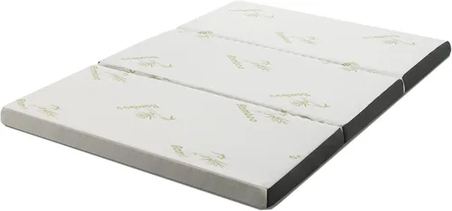 Miniatura 8 de Giantex Colchón plegable tamaño matrimonial, colchón de espuma viscoelástica de triple pliegue de 3 pulgadas, cubrecolchón plegable con funda suave