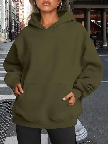 Miniatura 96 de Trendy Queen - Sudaderas extragrandes con capucha para mujer, suéteres de manga larga, sin botones, de vellón, de otoño, ropa de invierno