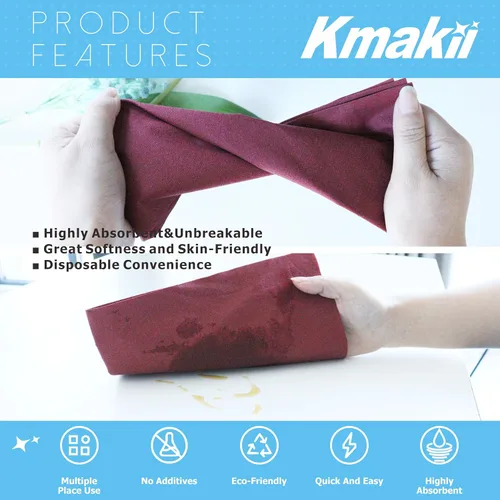 Miniatura 2 de KMAKII Servilletas de cena desechables color burdeos con tacto de lino, servilletas de papel de alta calidad, ideales para restaurantes, eventos