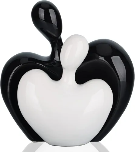 Estatua de amor de cerámica, pareja masculina y femenina abrazando escultura, decoración del hogar en blanco y negro, boda para padres, figuras de