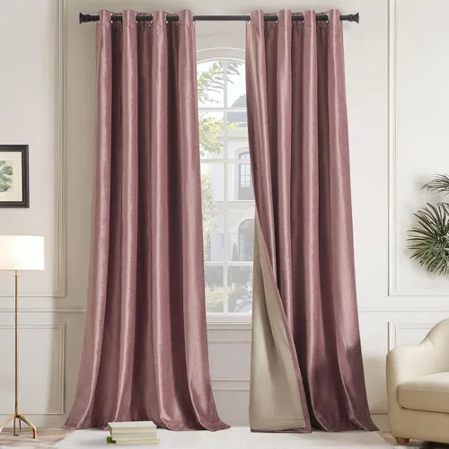 Miniatura 10 de GIGIZAZA Cortinas de terciopelo 100% opacas de 72 pulgadas, 2 paneles, cortinas negras para ventana, con aislamiento térmico, cortina de lujo
