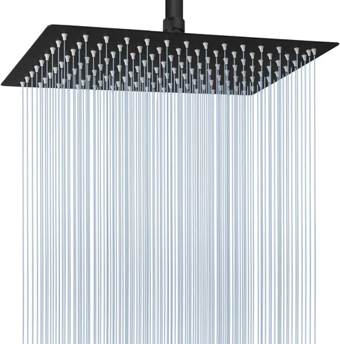 Miniatura 29 de Voolan - Regadera tipo lluvia de metal, cuadrada, de alto flujo, cobertura de cuerpo completo en cascada, montaje universal para techo o pared