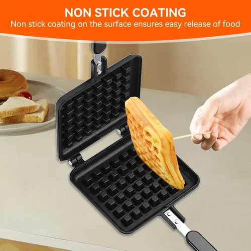 Miniatura 4 de Máquina para hacer gofres belga antiadherente, prensa panini de acero inoxidable, máquina para hacer sándwiches de desayuno, máquina para hacer