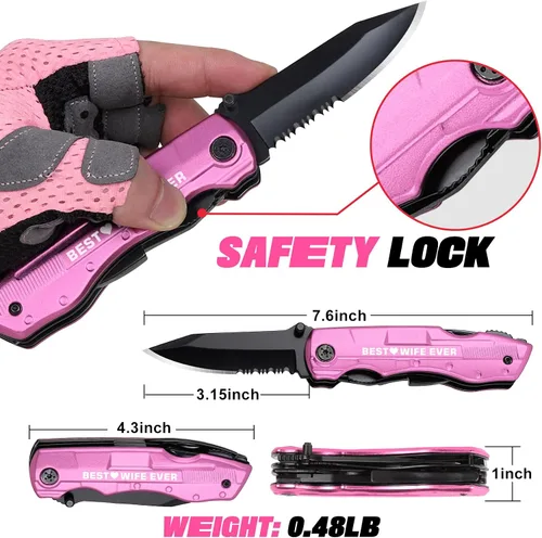 Miniatura 3 de Ideas de regalos para esposa, cuchillo multiherramienta con tinta P de la mejor esposa, regalos de Navidad para esposa del marido, rellenos